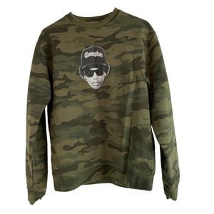 Mens Hip Hop Camo Graphic Sweatshirt Green M 6207 EUC Compton